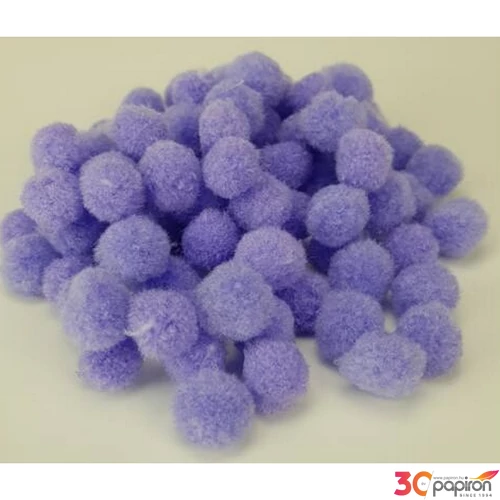 Dekor pompom 15mm lila zsenília golyó, 100db/csomag