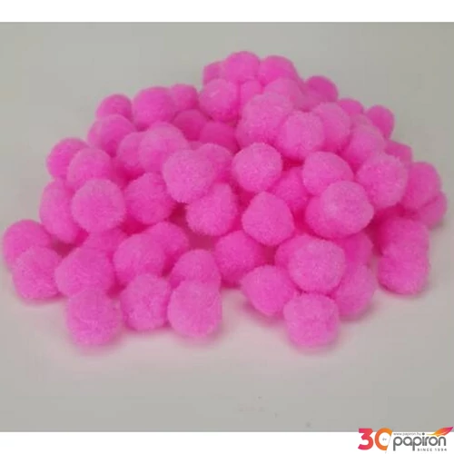 Dekor pompom 15mm rózsaszín zsenília golyó, 100db/csomag