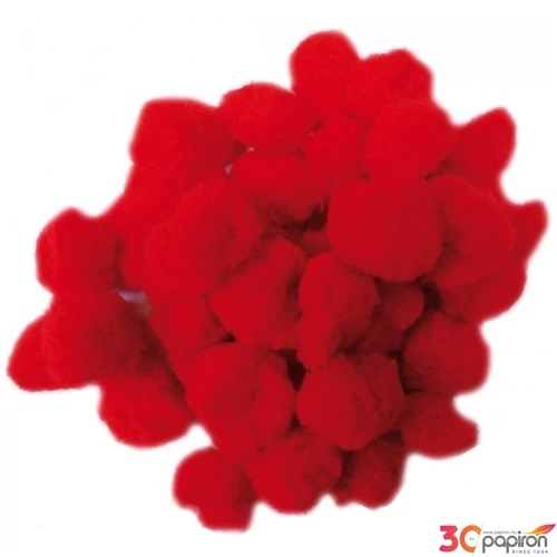Dekor pompon 30mm piros 50db/csomag