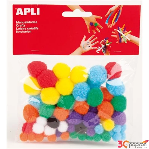 Dekor pompon Apli Creative vegyes színek 78db/csomag LCA13061