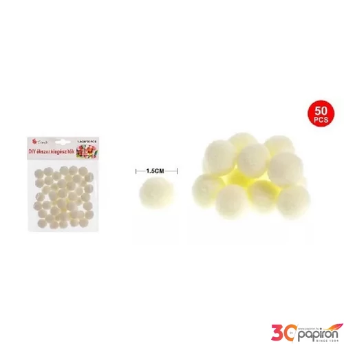 Dekor pompom bézs 1,5cm 50db-os 25