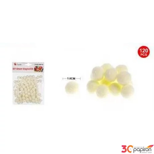 Dekor pompom bézs 1cm 120db-os 25