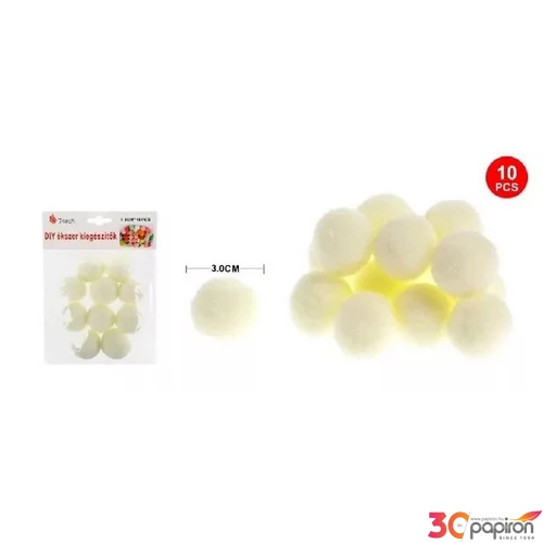 Dekor pompom bézs 3cm 10db-os 25