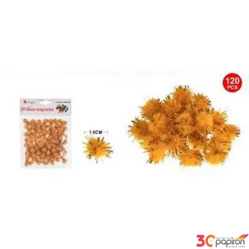 Dekor pompom csillámos arany 1cm 120db-os 25