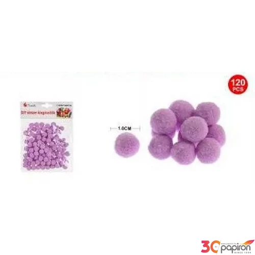 Dekor pompom lila 1cm 120db-os 25