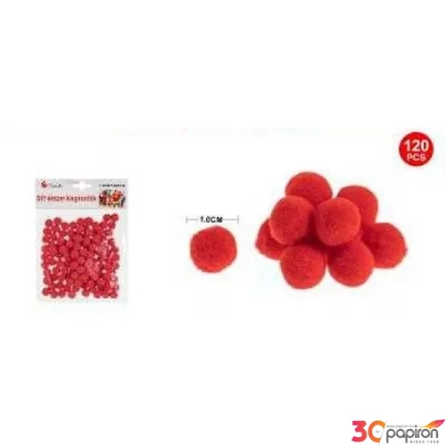 Dekor pompom piros 1cm 120db-os 25