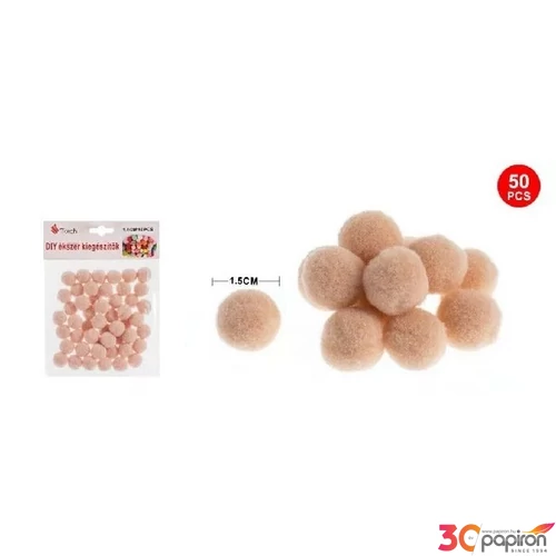 Dekor pompom púder 1,5cm 50db-os 25