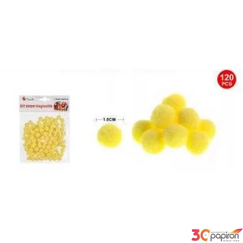 Dekor pompom sárga 1cm 120db-os 25