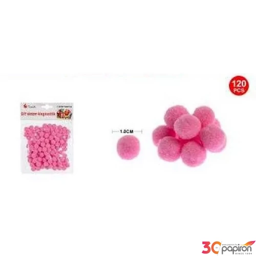 Dekor pompom sötét rózsaszín 1cm 120db-os 25