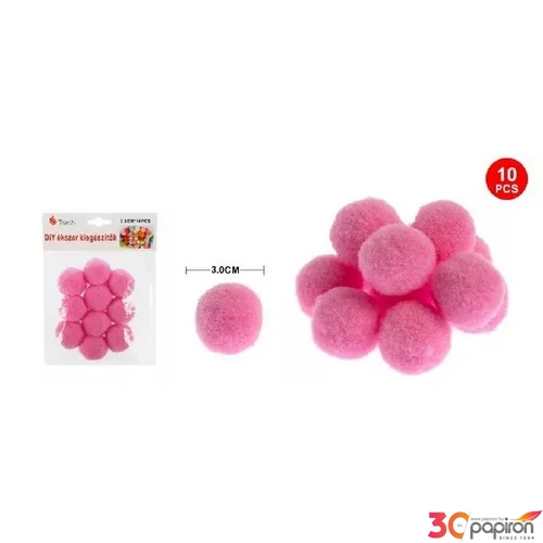Dekor pompom sötét rózsaszín 3cm 10db-os 25