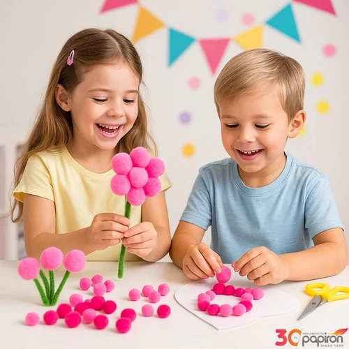 Dekor pompom vegyes rózsaszín 1cm 120db-os 25