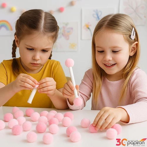 Dekor pompom világos rózsaszín 1cm 120db-os 25