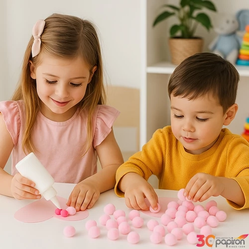 Dekor pompom világos rózsaszín 3cm 10db-os 25