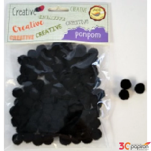 Dekor pompon 10mm fekete 100db/cs 