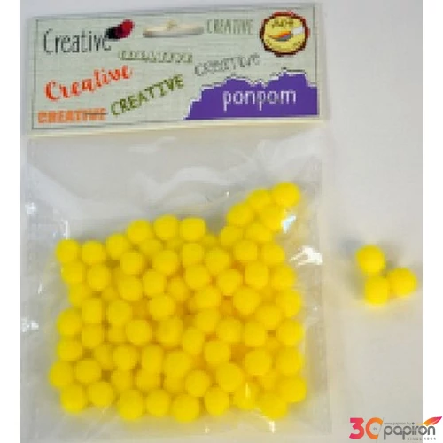 Dekor pompon 10mm sárga 100db/csomag