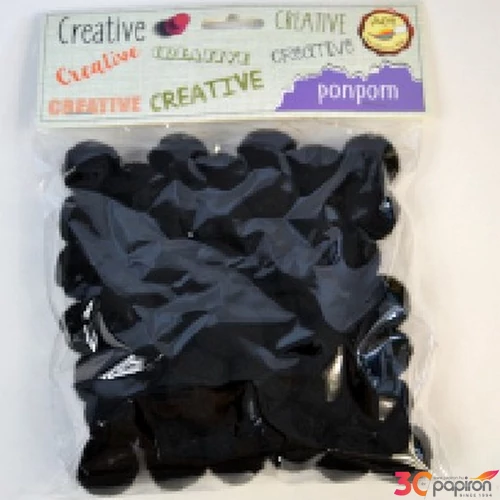 Dekor pompon 20mm fekete 50db/csomag