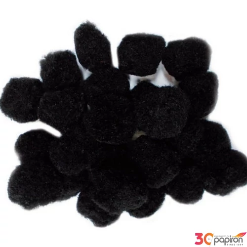 Dekor pompon 30mm fekete 50db/cs