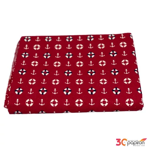 Dekor textil anyag 1,5m x 1m Temgerész-Matróz mintás piros-kék-fehér színkombinációkkal, 2féle