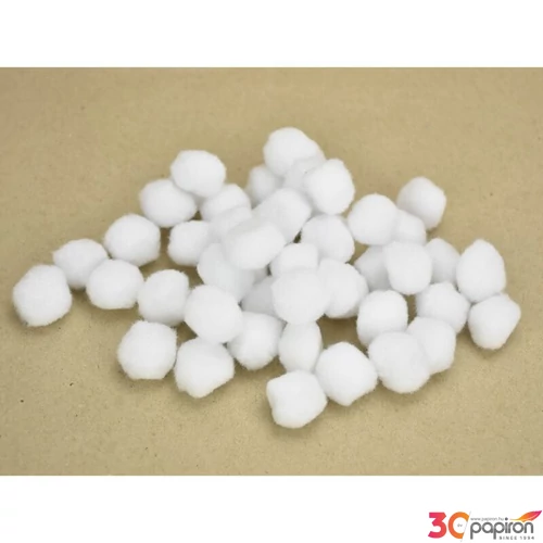 Dekor zsenília pompon fehér, 2,5cm 50db/csomag