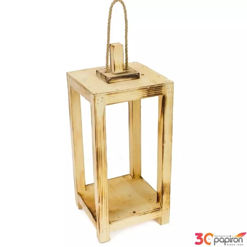 Dekorálható fa lanterna zárt tetővel 15x15x36cm