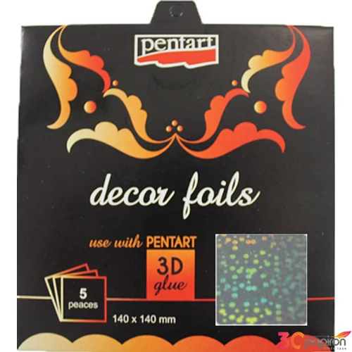 Dekorfólia hologram buborék 14x14cm- 5db csomag