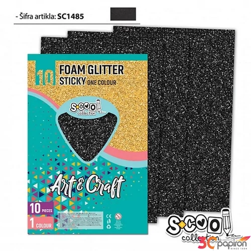 Dekorgumi glitteres öntapadós fekete A4