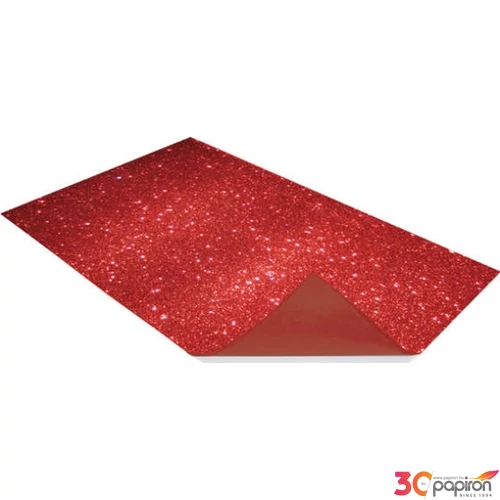 Dekorgumi glitteres piros A4 
