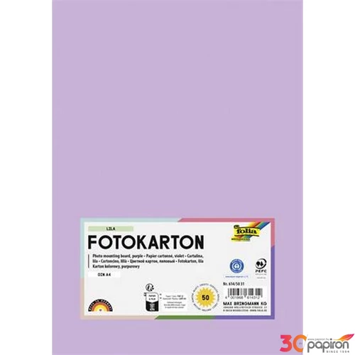 Dekorkarton 2 oldalas A4 300 g 50 lap FOLIA halvány orgonalilaFOL FOLIA halvány orgonalila