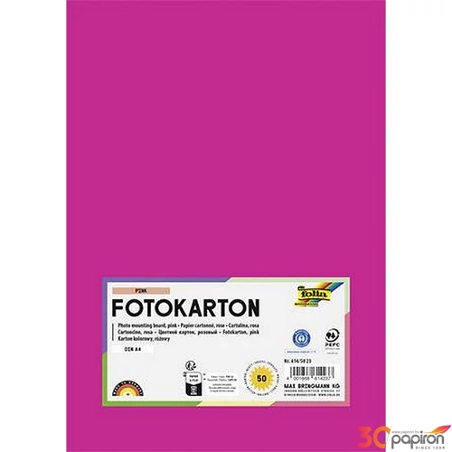 Dekorkarton 2 oldalas A4 300 g 50lap FOLIA rózsaszínlap FOLIA róz lap FOLIA rózsaszín