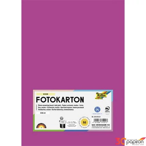 Dekorkarton 2 oldalas A4 300 g 50lap FOLIA sötétrózsaszínlap FOLI lap FOLIA sötétrózsaszín