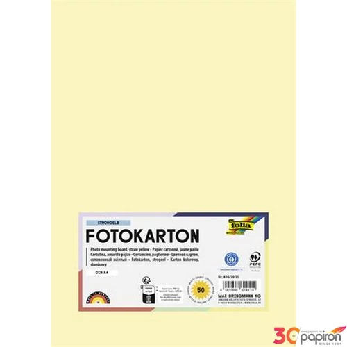 Dekorkarton 2 oldalas A4 300 g 50lap FOLIA szalmasárgalap FOLIA s lap FOLIA szalmasárga