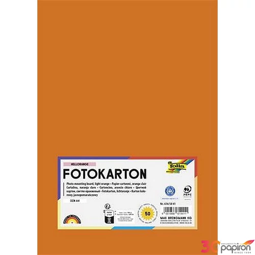 Dekorkarton 2 oldalas A4 300 g 50lap FOLIA világosnarancslap FOLI lap FOLIA világosnarancs
