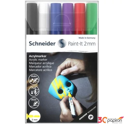 Dekormarker 2mm Schneider akril, Paint-It 310, 6 különböző szín TSC310V60