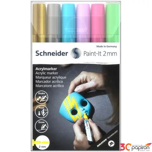 Dekormarker 2mm Schneider akril Paint-It 310, 6 különböző szín TSC310V61