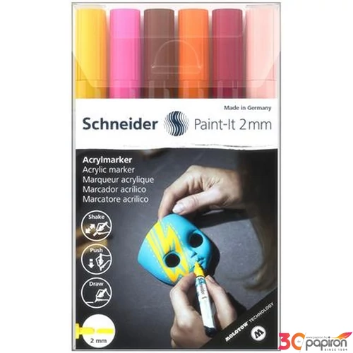 Dekormarker 2mm Schneider akril,Paint-It 310, 6 különböző szín TSC310V62