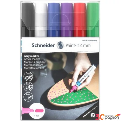 Dekormarker 4mm Schneider akril, Paint-It 320, 6 különböző szín TSC320V61