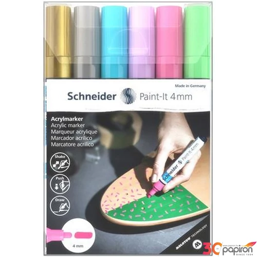 Dekormarker 4mm Schneider akril, Paint-It 320, 6 különböző szín TSC320V62