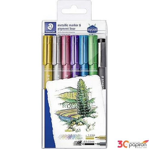 Lakk Decomarker Staedtler kalligrafikus 1-2mm kúpos pigment tinta Írószerek 6 metál szín 8323-SWP6P