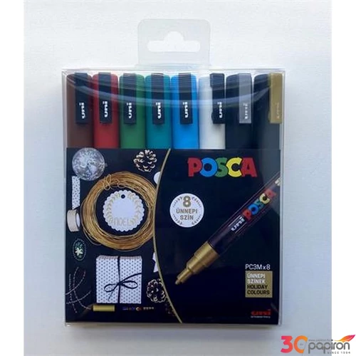 Dekormarker Uni készlet, 0,9-1,3 mm, Posca PC-3M Holiday 8 különböző szín