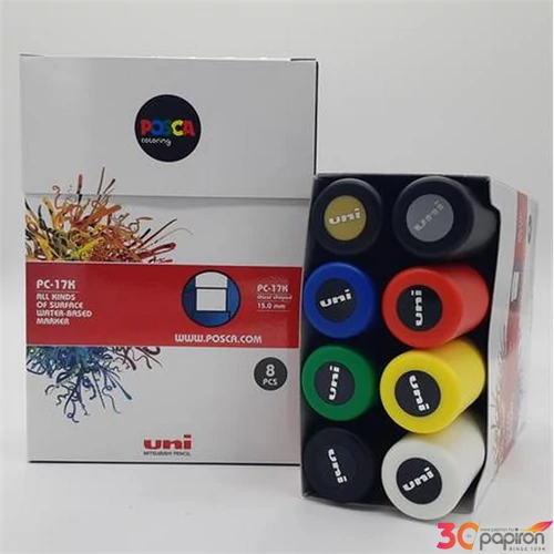 Dekormarker Uni készlet, 15 mm, vágott, Posca PC-17K 8 különböző szín