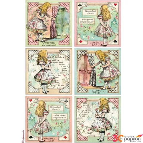 Decoupage rizspapír A4 Alice cards DFSA4382