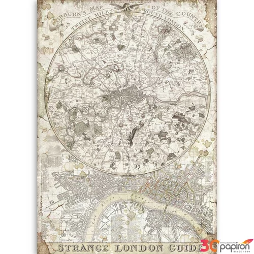 Decoupage rizspapír A4 Lady Vagabond-londoni térkép