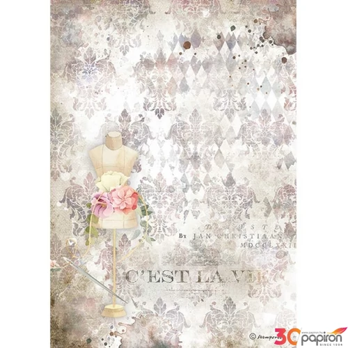 Decoupage rizspapír A4 Romantika rózsaszín manöken