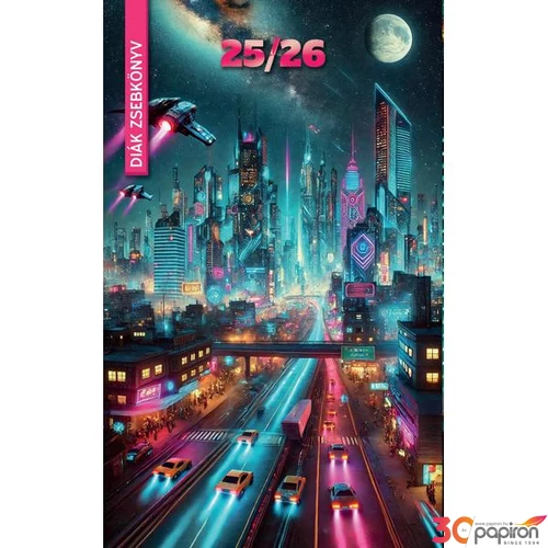 Diák zsebkönyv 2025/26 heti 125×205mm cyberpunk Diák zsebnaptár Realsystem   kollekció 5313-61