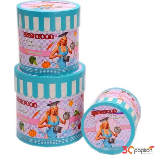 Doboz ládika Mintás kék, kerek papír, DD43344/S3 (5996488433 DD43344/S3 (5996488433445)