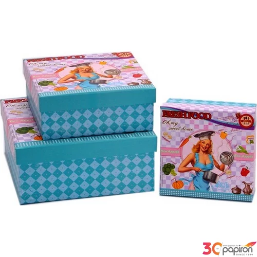 Doboz ládika Mintás kék, szögletes papír, DD43343/S2 (599648 DD43343/S2 (5996488433438)