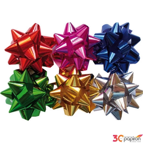 Díszkötöző dekor csillag 45mm metál öntapadós vegyes színekben