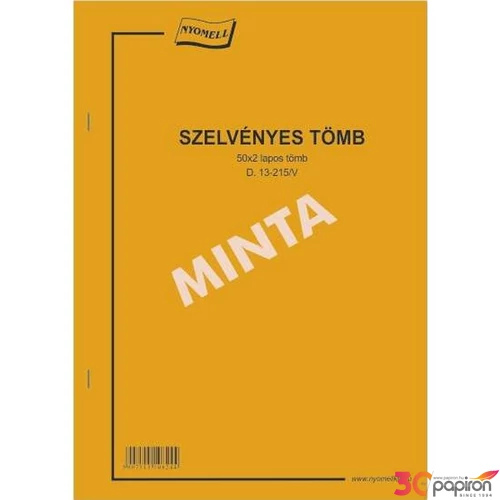 D.SZNY13-215/V Szelvényes tömb A4 álló 50x2 lapos