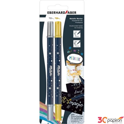 Eberhard Faber filctoll készlet, 2db-os, kétvégű metál arany/ezüst