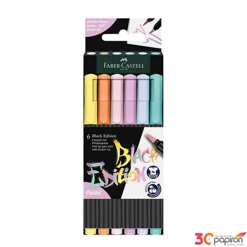 Faber-Castell filctollkészlet 6db-os, Black Edition fekete test Pasztell színek